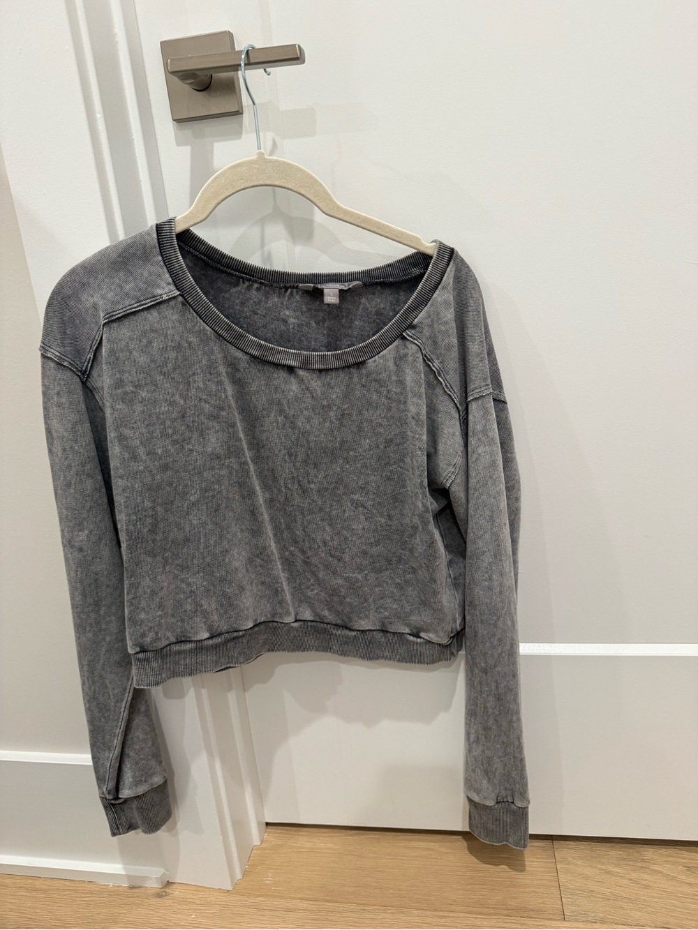 Rubbish Washed Gray Cropped Sweatshirt